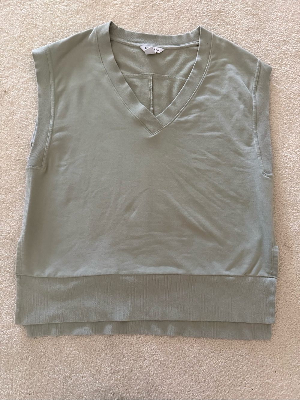 Athleta Sage Green Sleeveless Sweatshirt Top Womens Large Oversized Athleisure